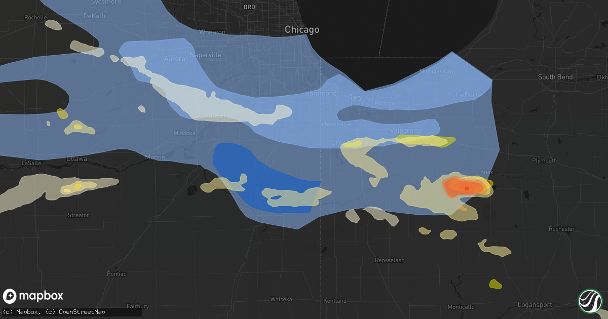 Hail map in Beecher, IL on August 11, 2026