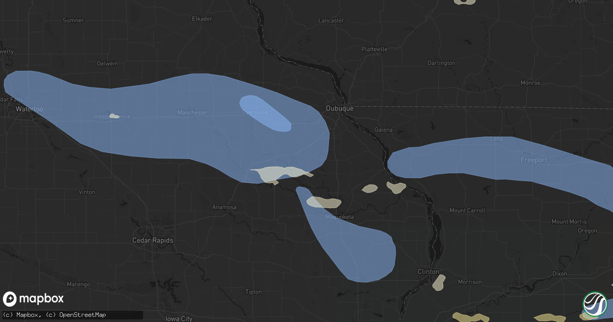 Hail map in Bernard, IA on August 11, 2026