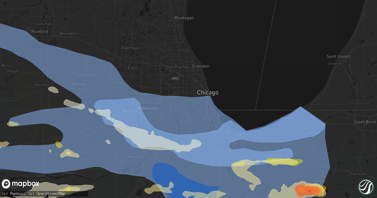 Hail map in Berwyn, IL on August 11, 2026