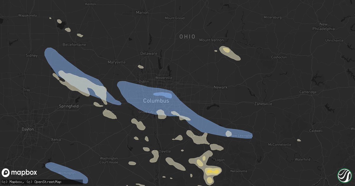 Hail map in Blacklick, OH on August 11, 2026