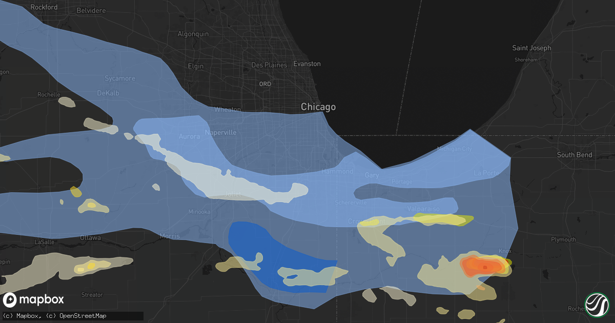 Hail map in Blue Island, IL on August 11, 2026