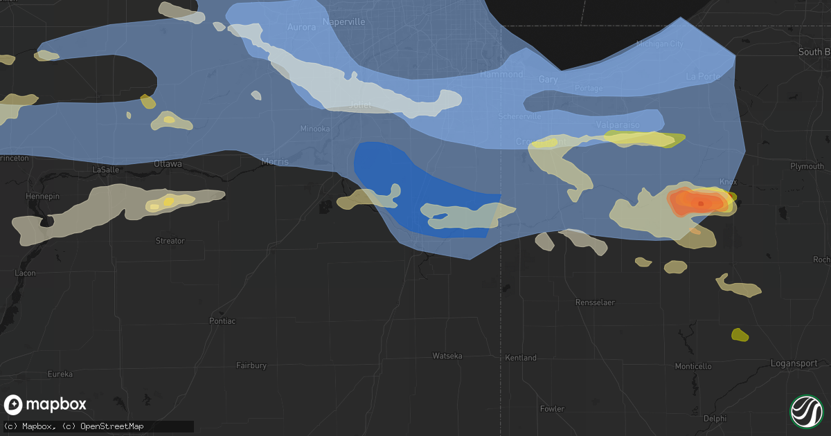 Hail map in Bourbonnais, IL on August 11, 2026