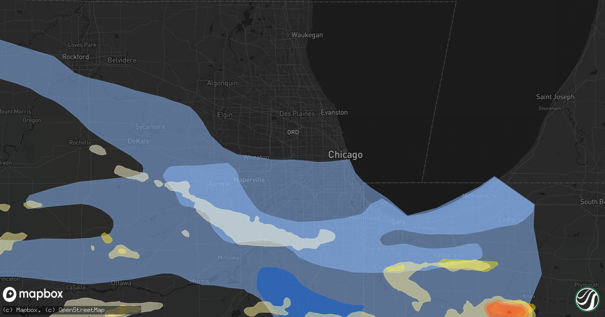Hail map in Broadview, IL on August 11, 2026
