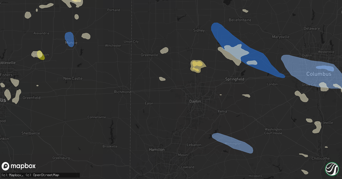 Hail map in Brookville, OH on August 11, 2026