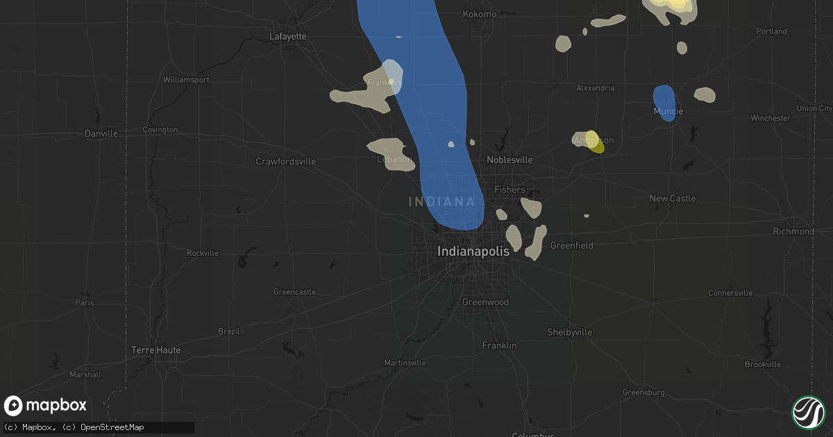 Hail map in Brownsburg, IN on August 11, 2026