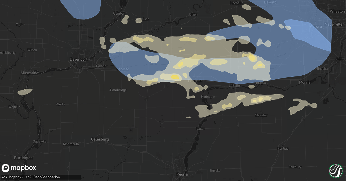 Hail map in Buda, IL on August 11, 2026