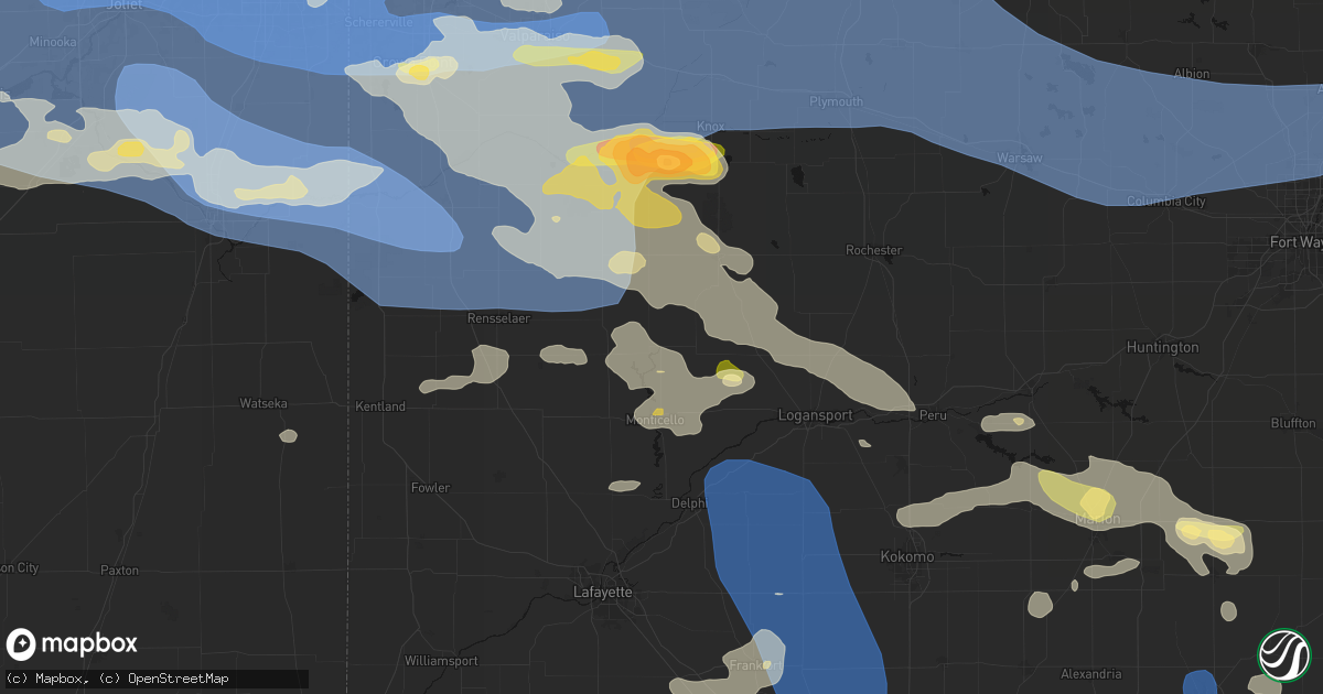 Hail map in Buffalo, IN on August 11, 2026