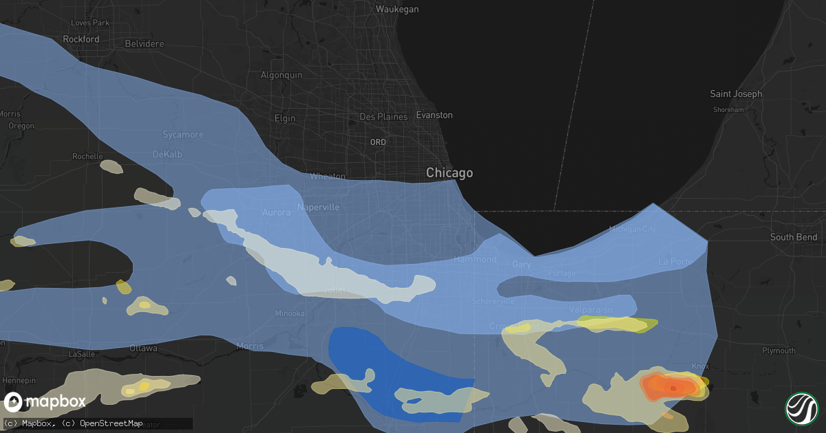 Hail map in Burbank, IL on August 11, 2026