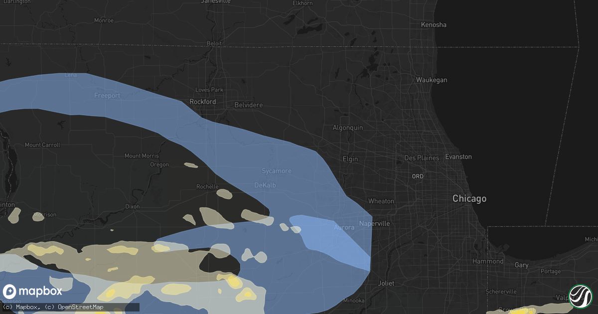 Hail map in Burlington, IL on August 11, 2026