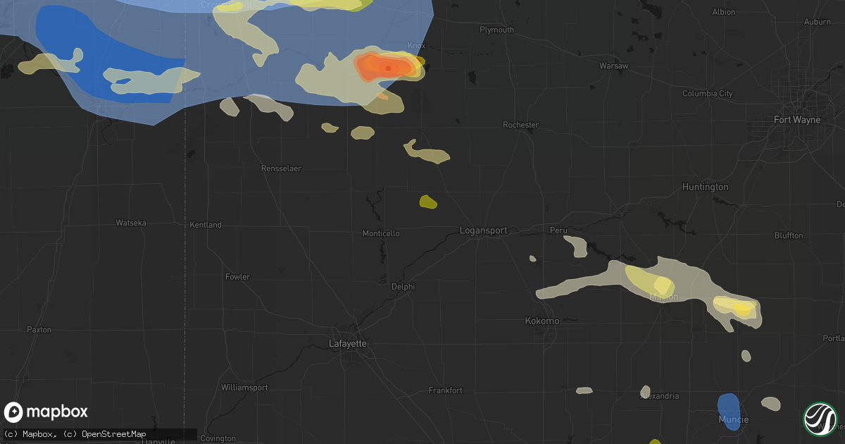 Hail map in Burnettsville, IN on August 11, 2026
