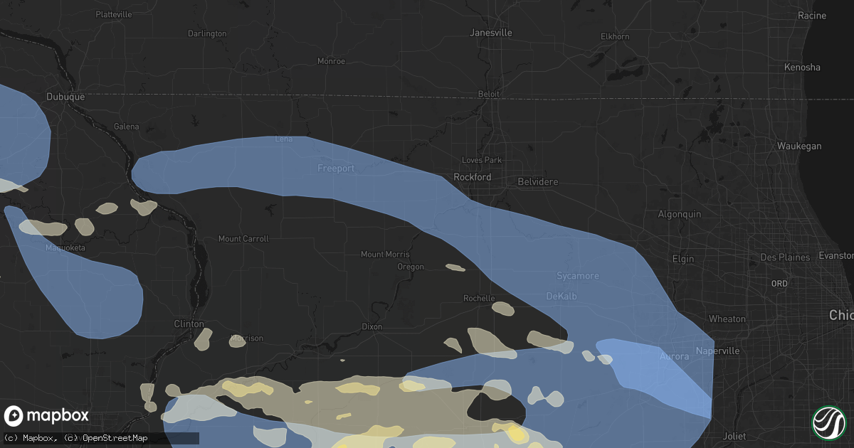 Hail map in Byron, IL on August 11, 2026