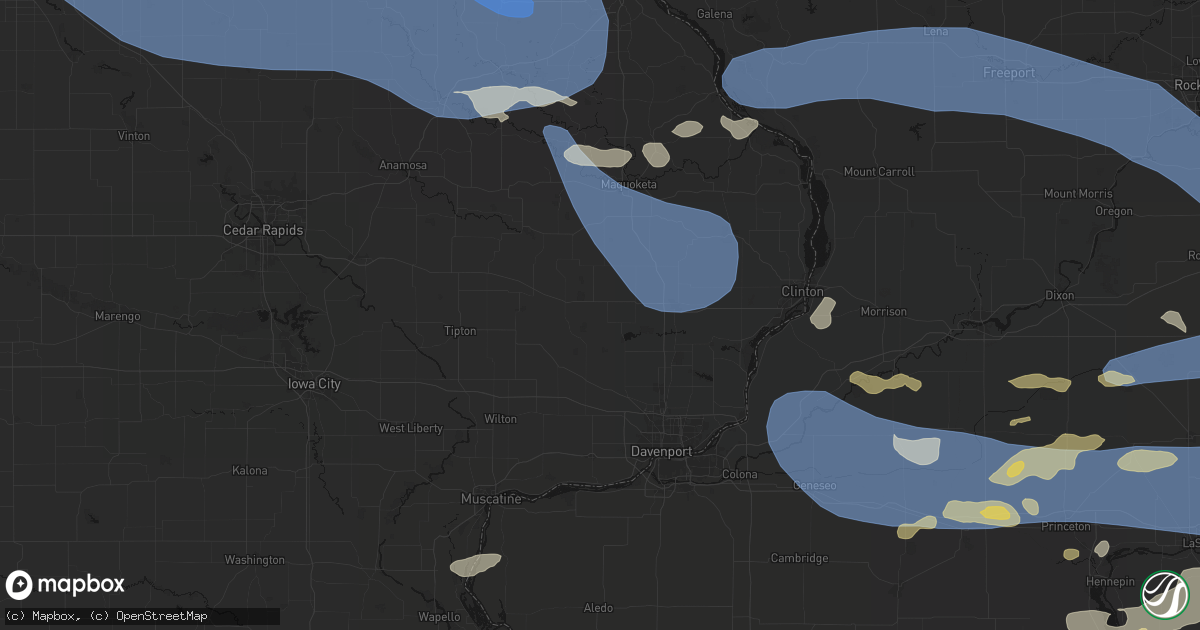 Hail map in Calamus, IA on August 11, 2026