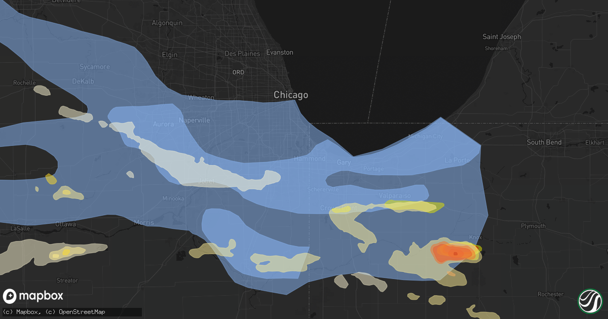 Hail map in Calumet City, IL on August 11, 2026