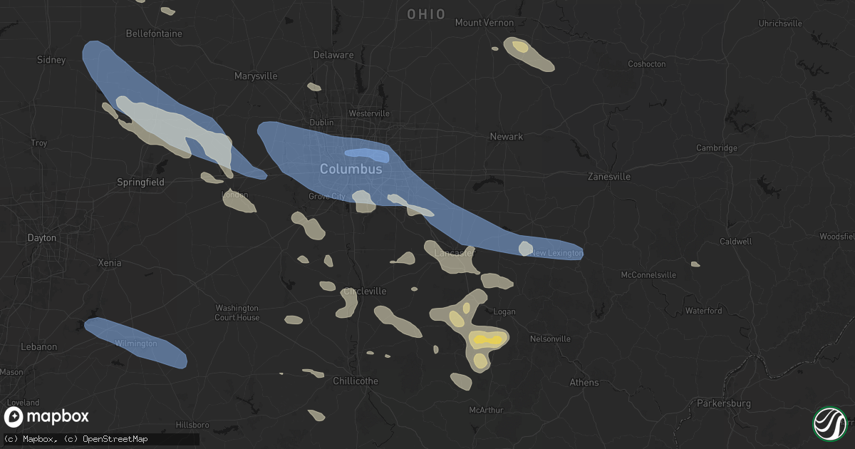 Hail map in Carroll, OH on August 11, 2026