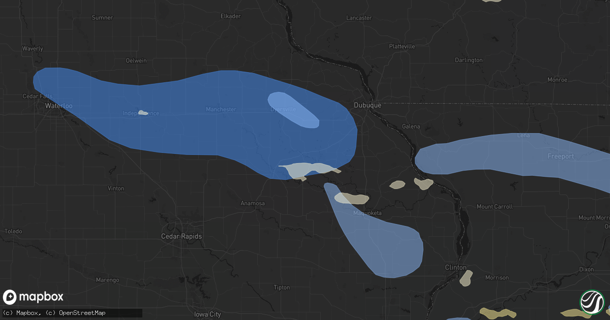 Hail map in Cascade, IA on August 11, 2026