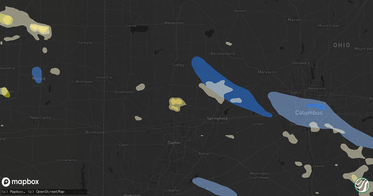 Hail map in Casstown, OH on August 11, 2026