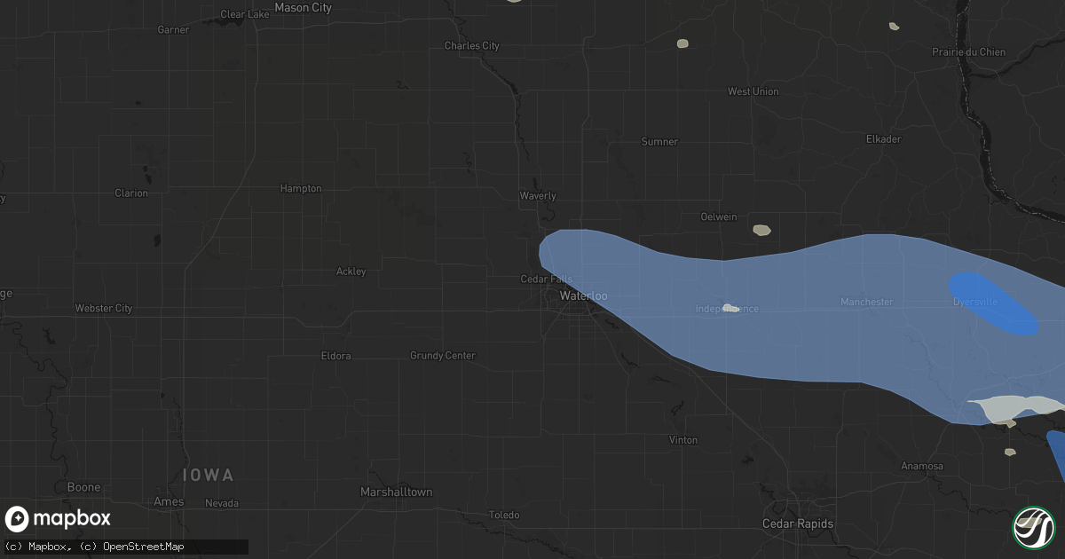 Hail map in Cedar Falls, IA on August 11, 2026