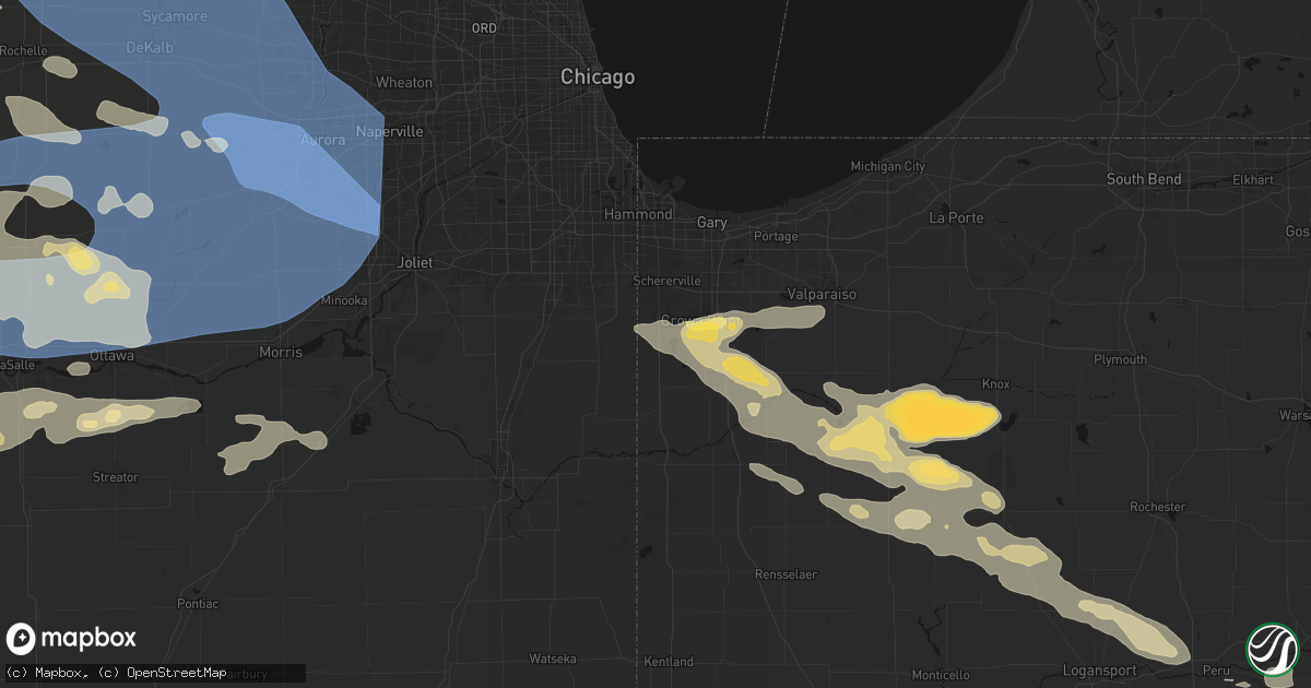 Hail map in Cedar Lake, IN on August 11, 2026