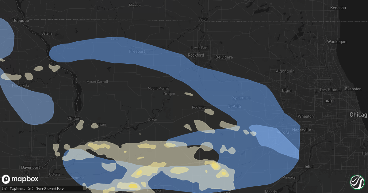 Hail map in Chana, IL on August 11, 2026