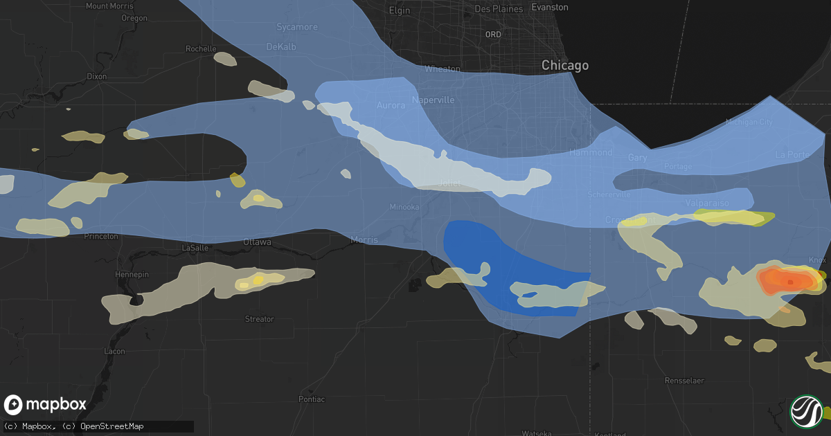 Hail map in Channahon, IL on August 11, 2026