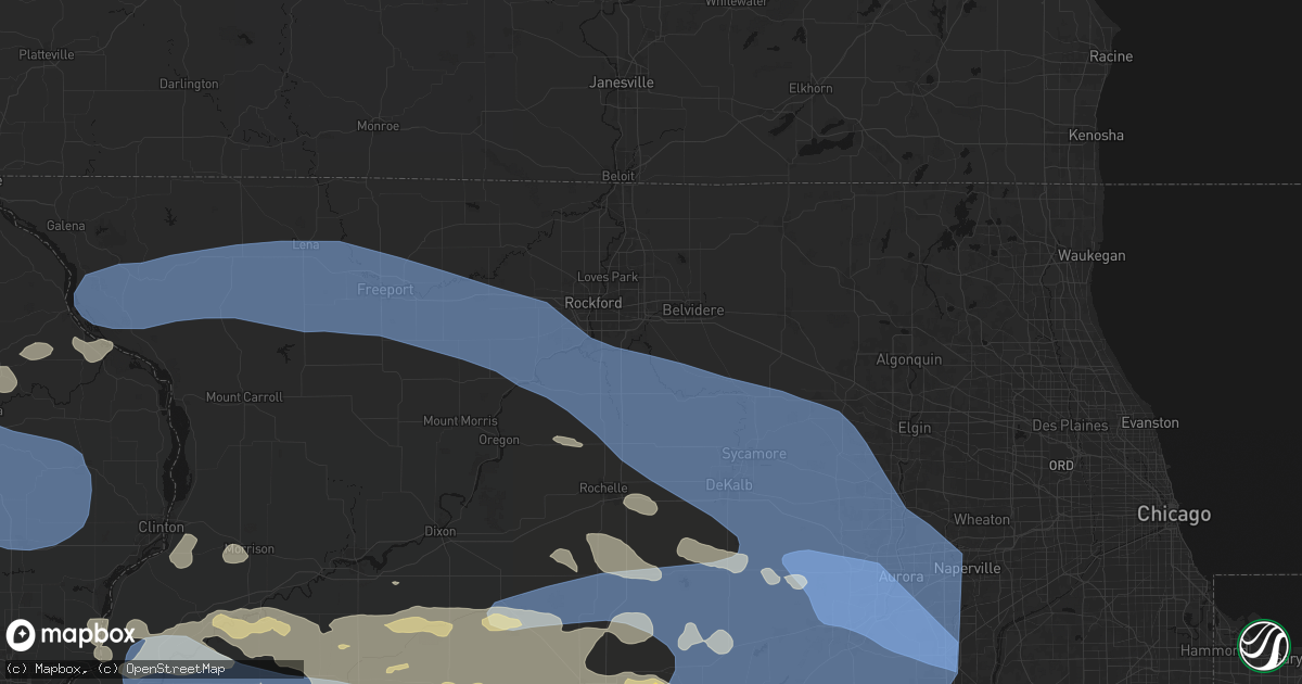 Hail map in Cherry Valley, IL on August 11, 2026