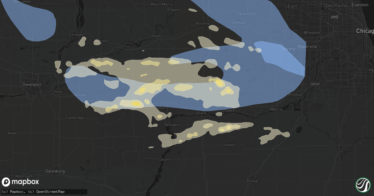 Hail map in Cherry, IL on August 11, 2026