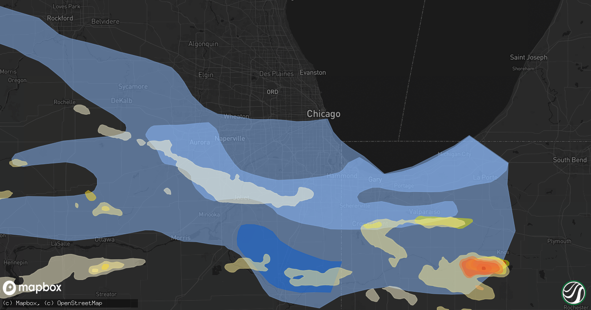 Hail map in Chicago Ridge, IL on August 11, 2026