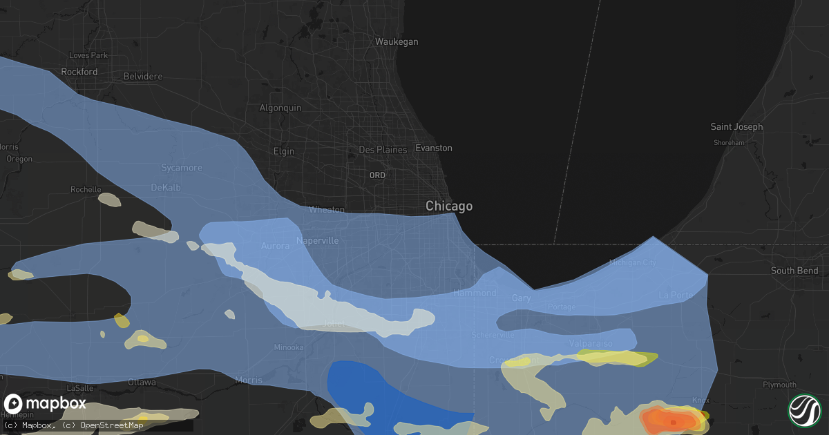 Hail map in Cicero, IL on August 11, 2026