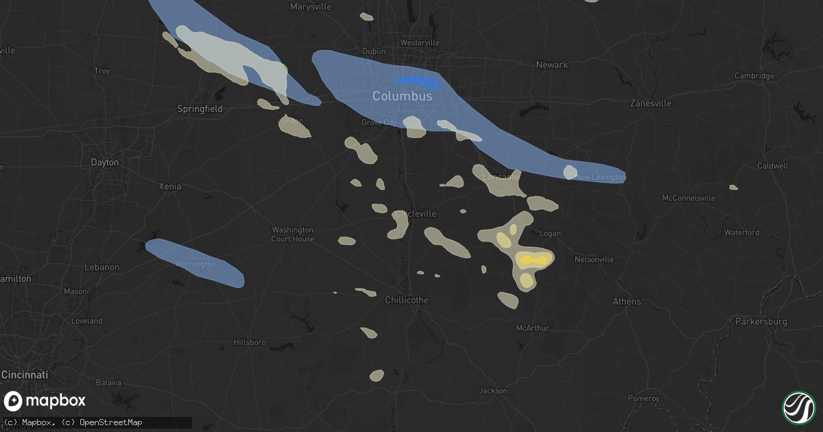 Hail map in Circleville, OH on August 11, 2026