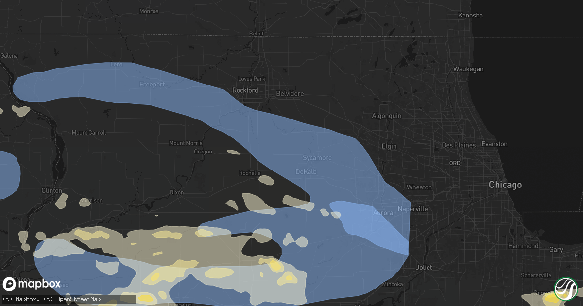 Hail map in Clare, IL on August 11, 2026