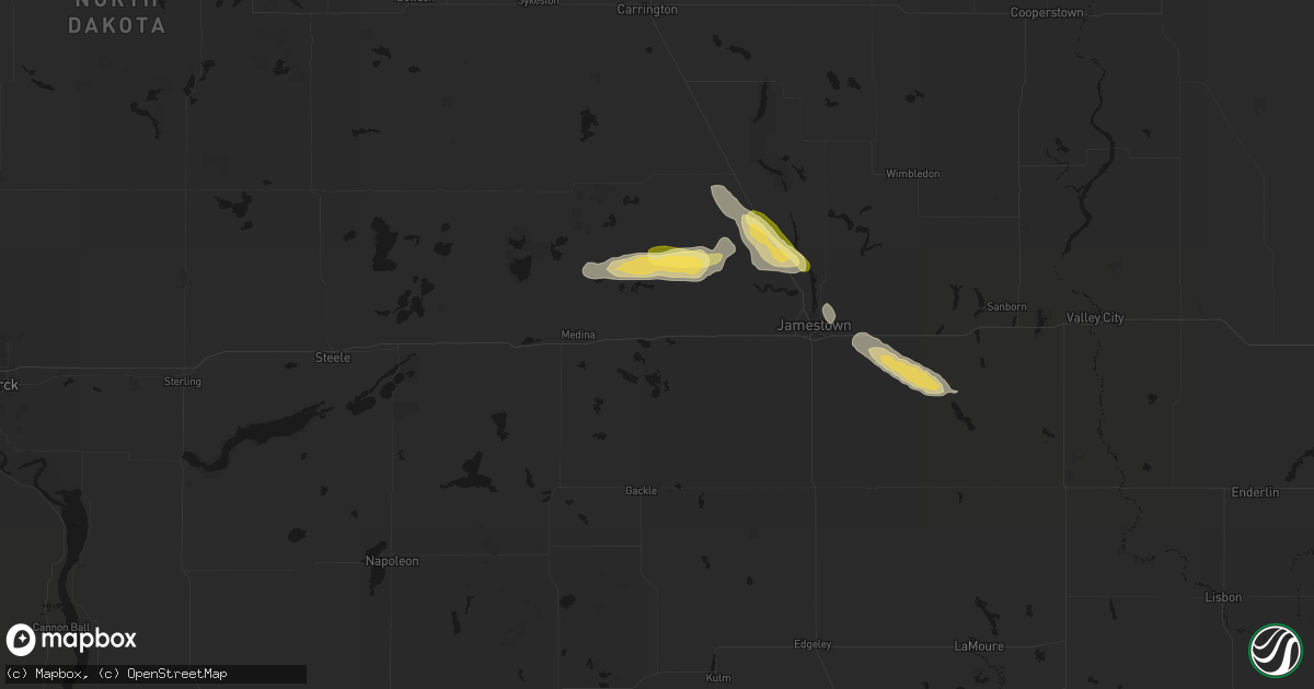 Hail map in Cleveland, ND on August 11, 2026