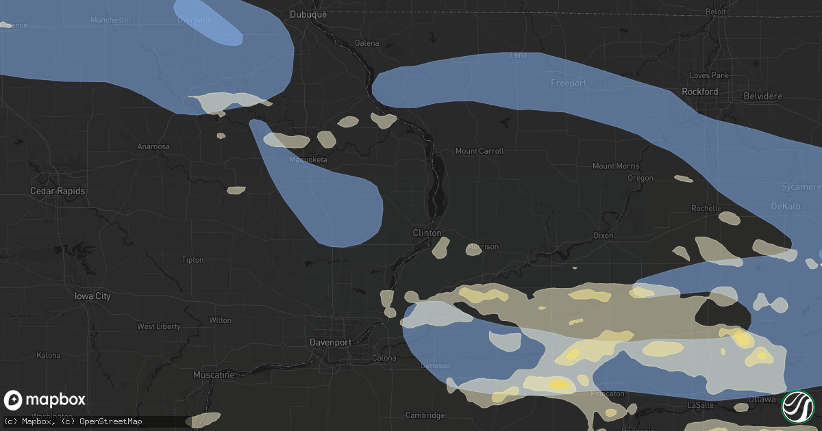 Hail map in Clinton, IA on August 11, 2026