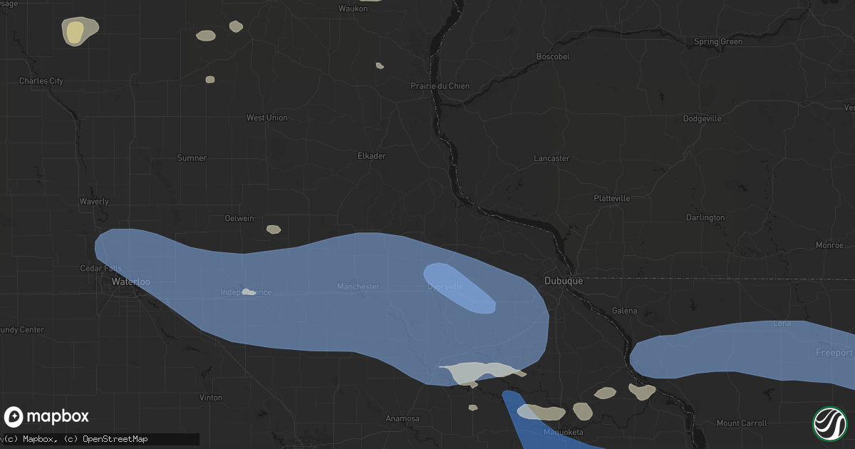Hail map in Colesburg, IA on August 11, 2026