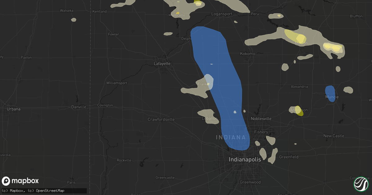 Hail map in Colfax, IN on August 11, 2026