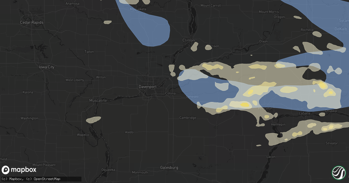 Hail map in Colona, IL on August 11, 2026