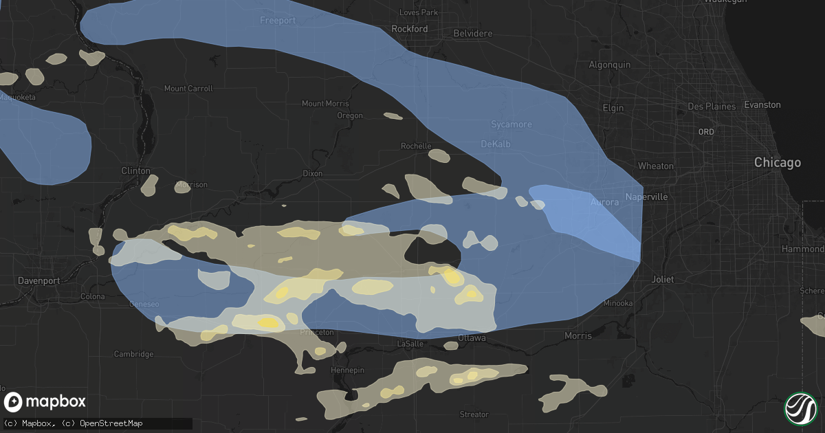Hail map in Compton, IL on August 11, 2026