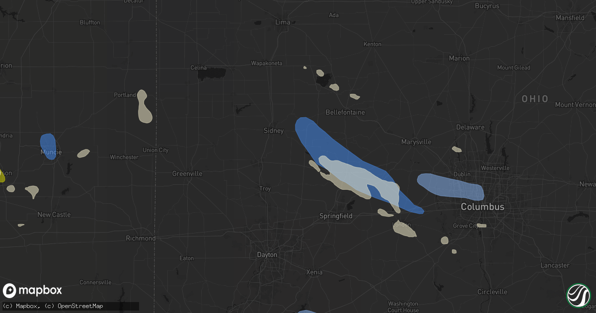 Hail map in Conover, OH on August 11, 2026