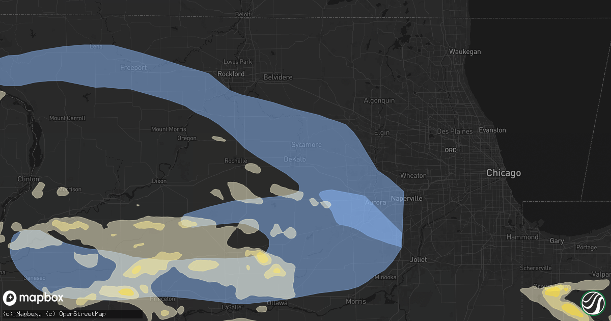 Hail map in Cortland, IL on August 11, 2026