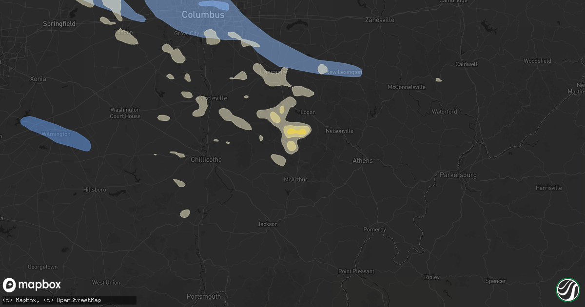 Hail map in Creola, OH on August 11, 2026