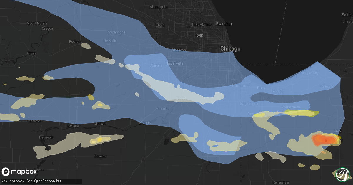 Hail map in Crest Hill, IL on August 11, 2026