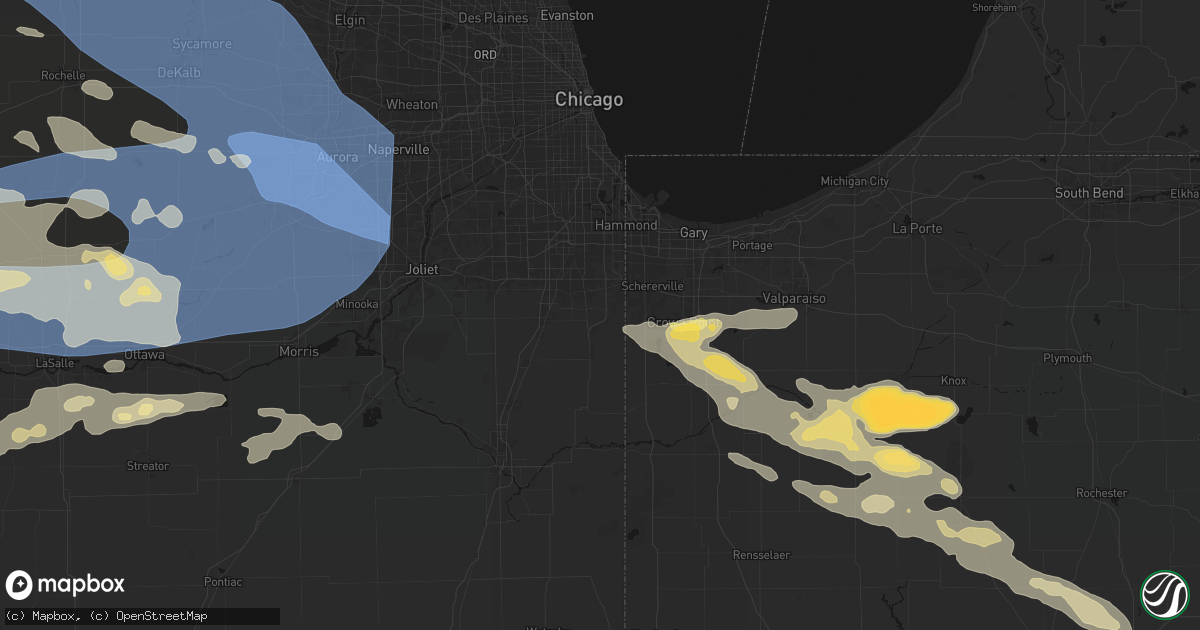 Hail map in Crete, IL on August 11, 2026