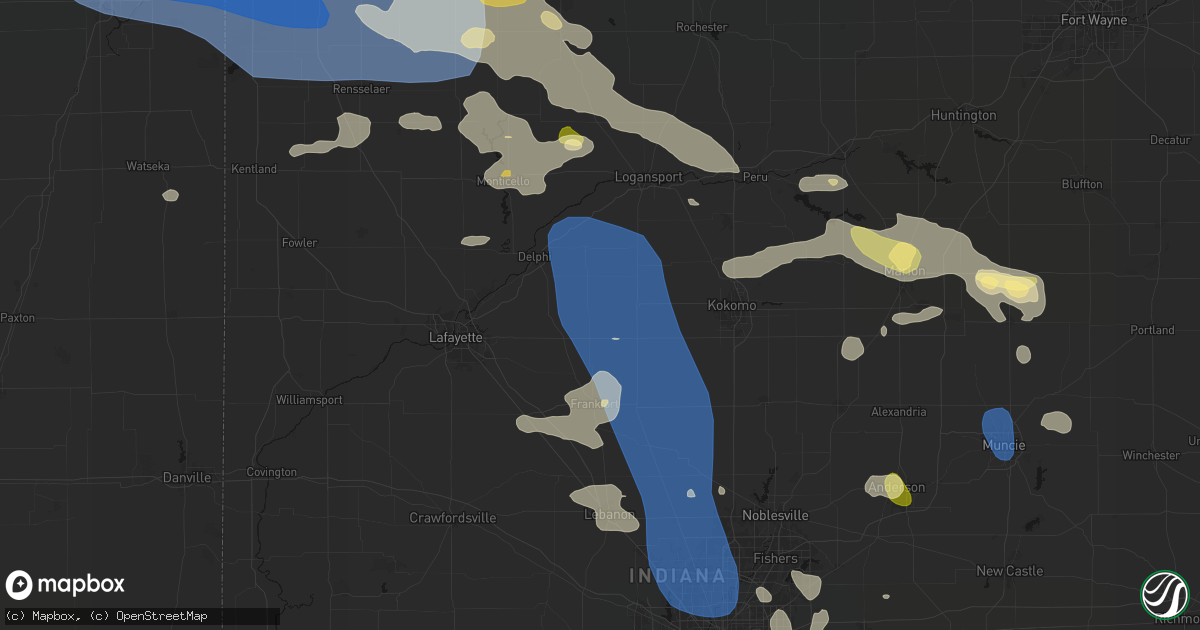Hail map in Cutler, IN on August 11, 2026