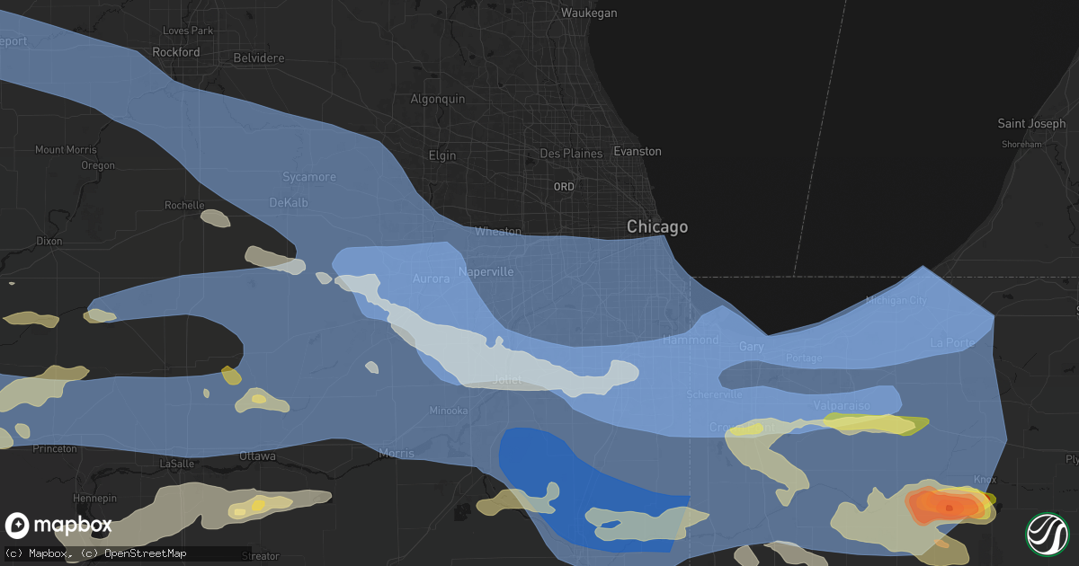 Hail map in Darien, IL on August 11, 2026