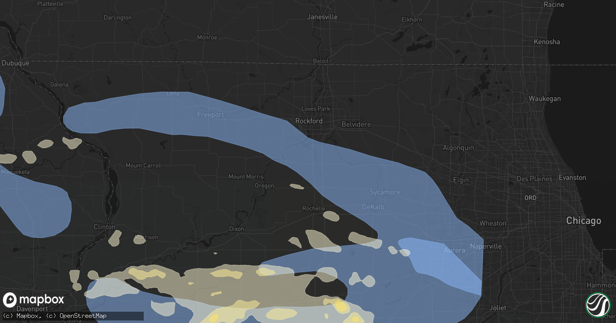 Hail map in Davis Junction, IL on August 11, 2026