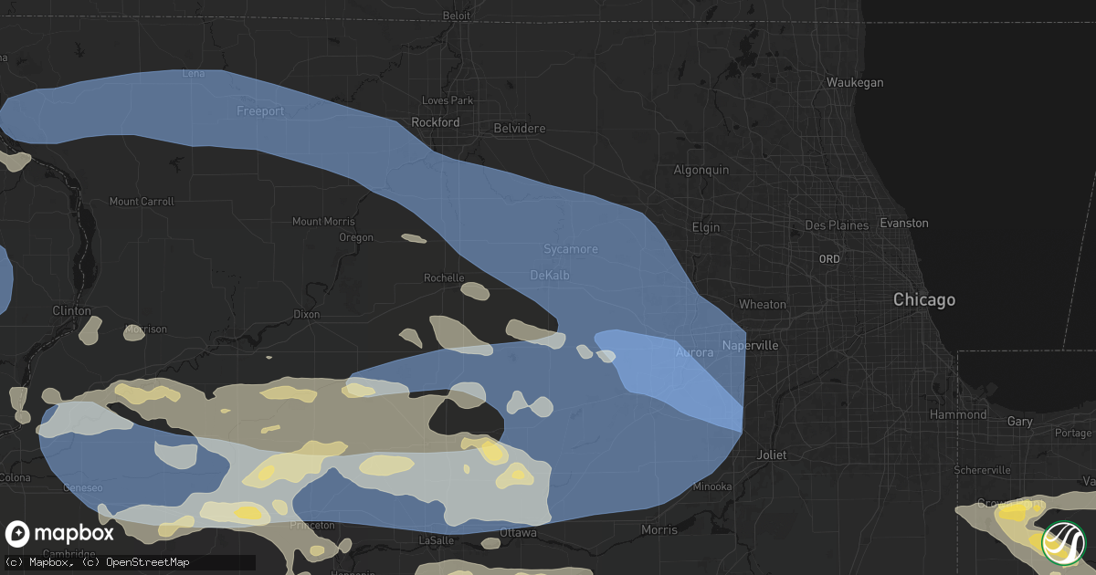 Hail map in Dekalb, IL on August 11, 2026