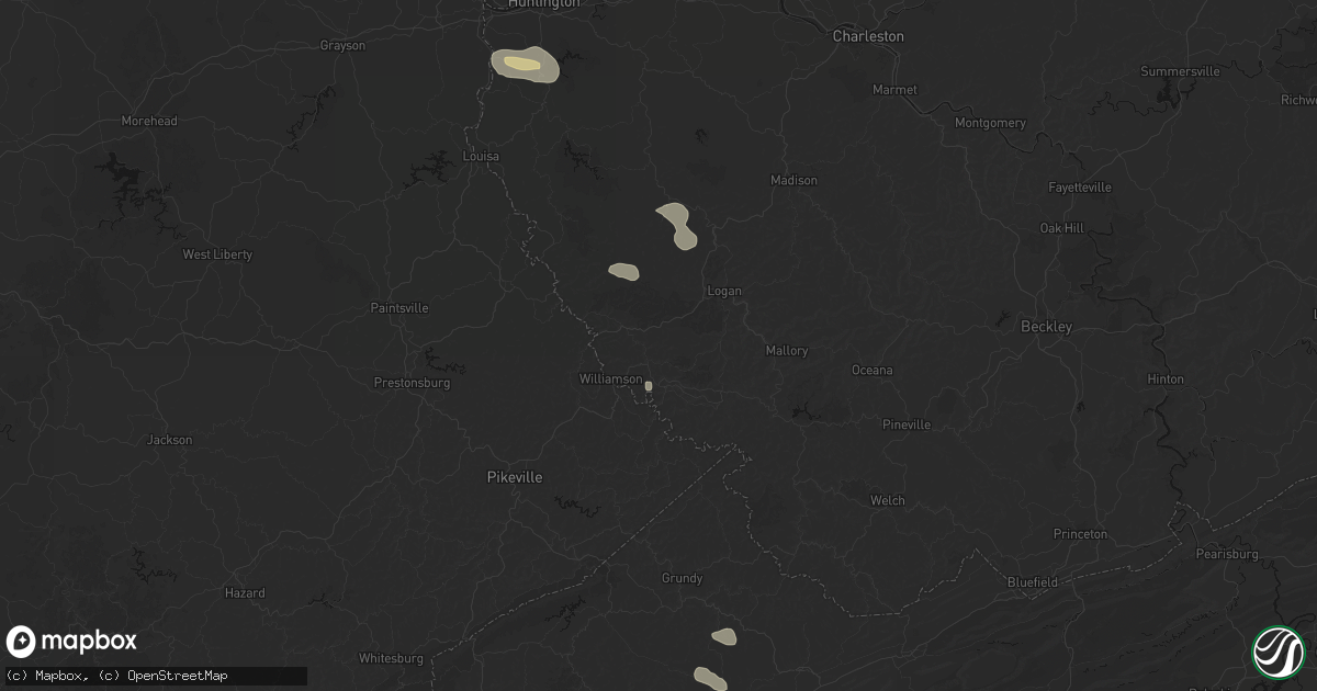 Hail map in Delbarton, WV on August 11, 2026