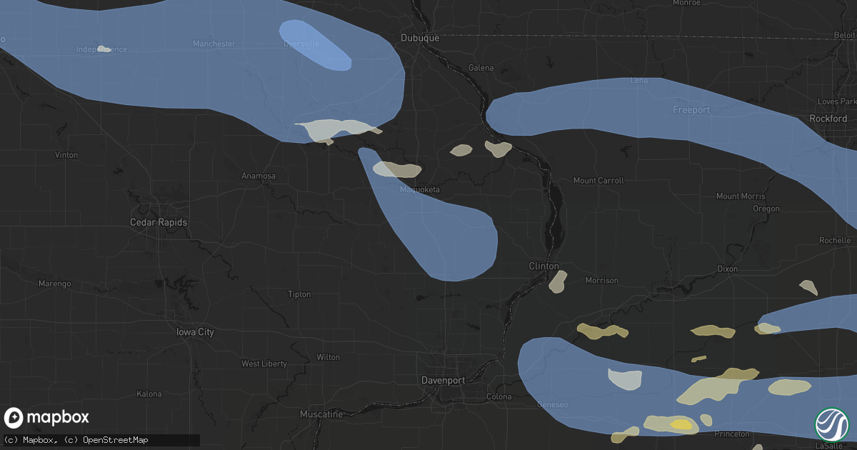 Hail map in Delmar, IA on August 11, 2026