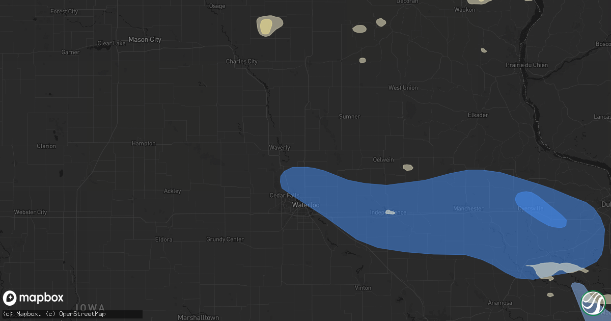 Hail map in Denver, IA on August 11, 2026