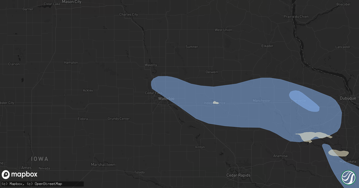 Hail map in Dewar, IA on August 11, 2026
