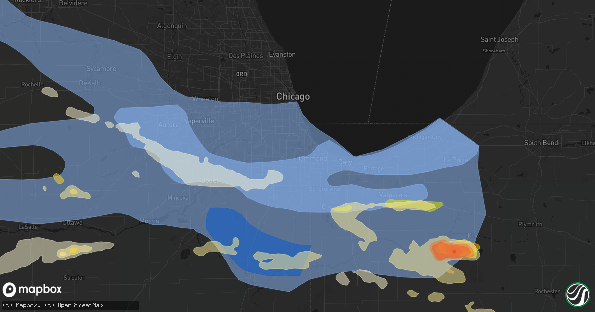 Hail map in Dolton, IL on August 11, 2026
